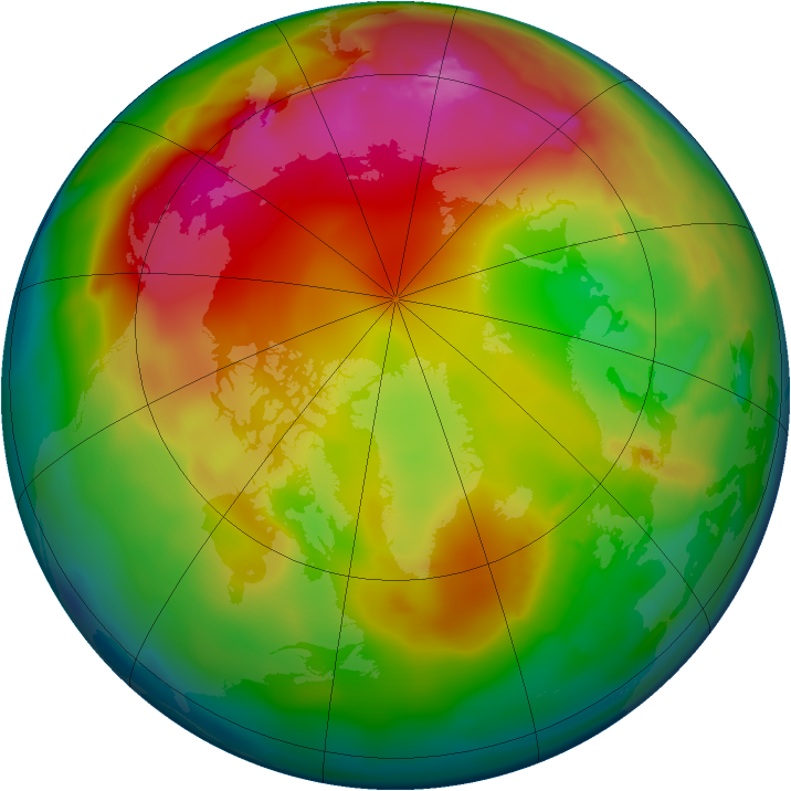 Arctic ozone map for 24 January 2012